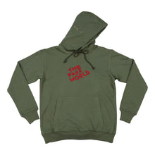 Load image into Gallery viewer, Olive “FAKE World” Pullover Hoodie